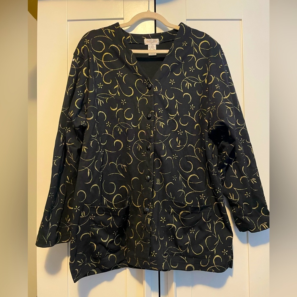 💛Northern Spirit Vintage Gold and Black Sweater. Cotton. Size L.